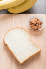 Bread on wooden cutting board