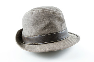 Dark brown fabric hat on white background