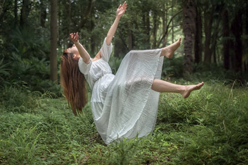 Floating Girl in the Forest