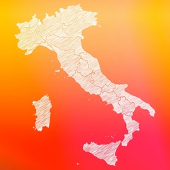 Gezeichnete Landkarte von Italien auf buntem Hintergrund