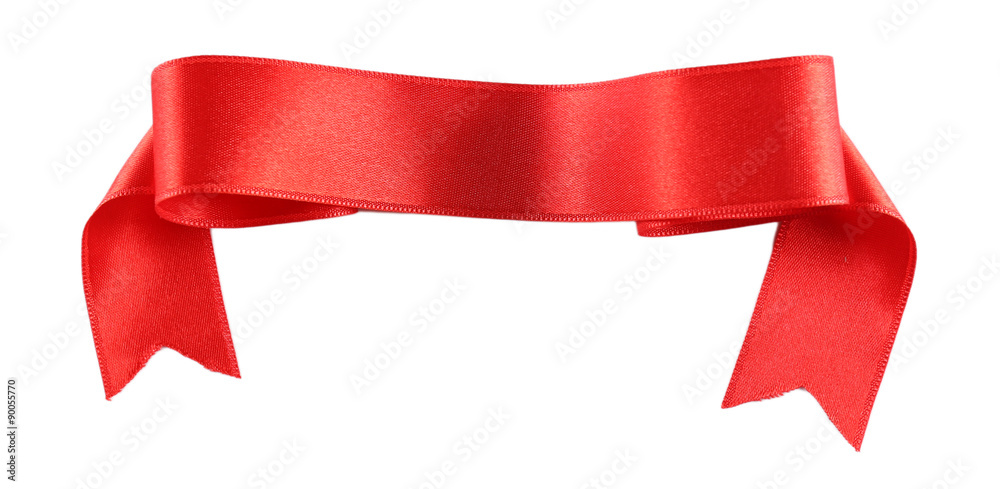 Sticker Red silk ribbon isolated on white