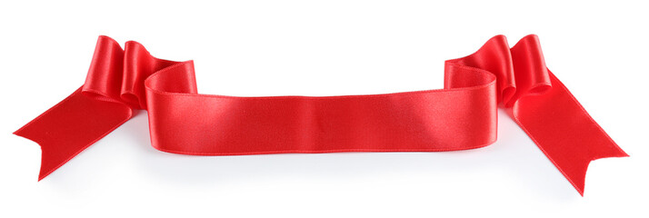 Red silk ribbon isolated on white