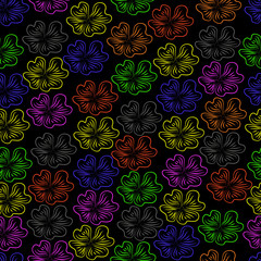 Seamless with varicolored flowers on black background. seamless for your design