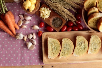 Garlic bread of herb delicious with making bread.