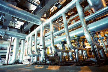 Industrial zone, Steel pipelines, valves and pumps
