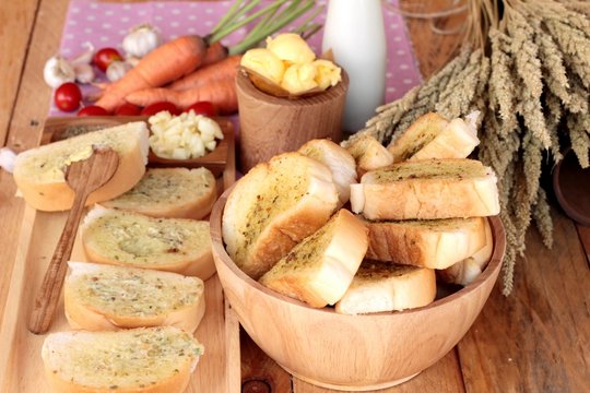 Garlic bread of herb delicious with making bread.