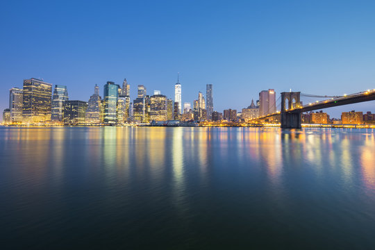 View of New York City Manhattan midtown at dusk