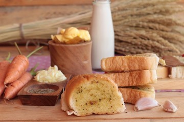 Garlic bread of herb delicious with making bread.