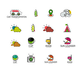 Set of abstract travel logo icons. Business, app or internet web