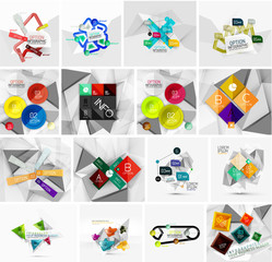 Set of abstract geometric paper infographic banner templates