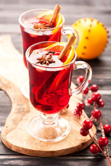 Hot Christmas drink with spices. mulled wine