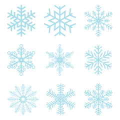 collection of different blue snowflakes
