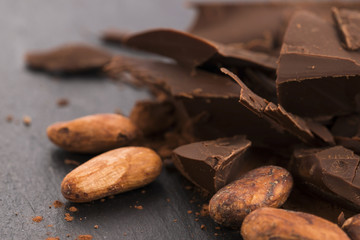 Chopped chocolate with cacao