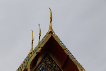 Part of top front side of a Thai buddhism temple architecture mi