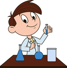 Boy in chemistry class