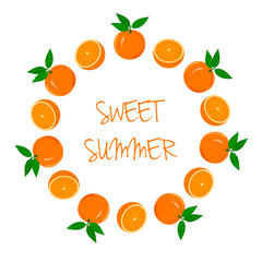 Frame of Oranges and Orange Slices.