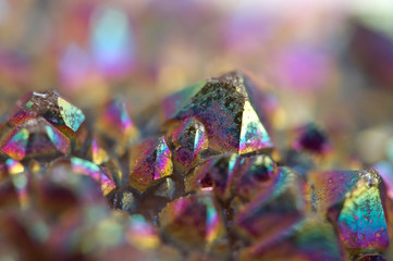 Multi-coloured crystals macro