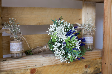 Fragrant bouquet of baby's breath with eucalyptus and lavender