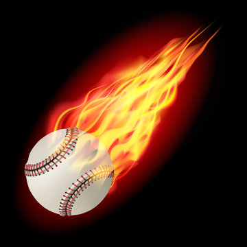 Baseball ball in fire