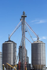 Group of grain silos in Uruguay with blue sky