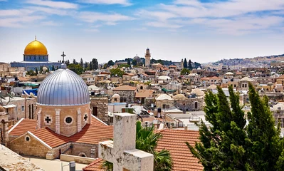 Foto op Plexiglas Panoramisch uitzicht op het dak van Jeruzalem © kirill4mula