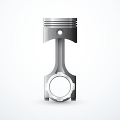 Piston and connecting rod assembly. Vector illustration