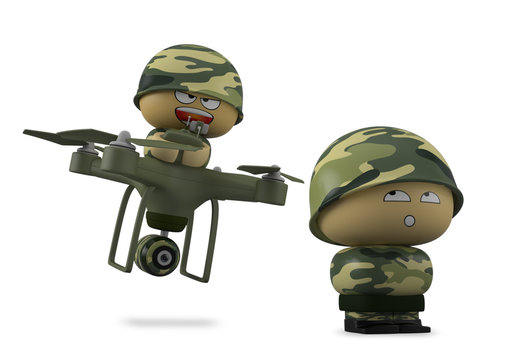 Mini soldier with drone.