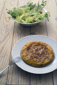 Spanish omelette and salad