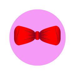 Icon red bow in circle. sign of bow for your design