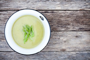 homemade cream soup with asparagus