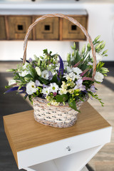 Beautiful bouquet of flowers basket