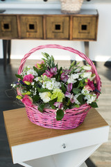 Beautiful bouquet of flowers basket
