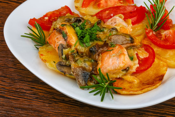 Salmon with grilled vegetables