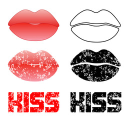 Print of red lips grunge vector eps 10