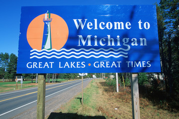 Welcome to Michigan Sign - obrazy, fototapety, plakaty
