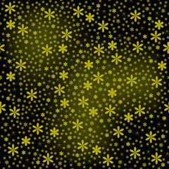 Seamless of gold little flowers with little stars on black background. original seamless for your design