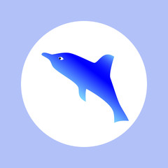 Icon blue dolphin in circle. sign of dolphin for your design
