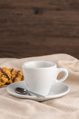 White coffee cup with coffee