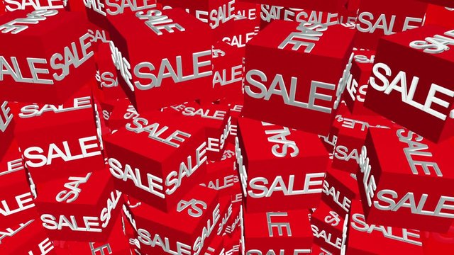 Cubes with sale message on red