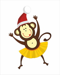 dancing monkey in a Santa hat