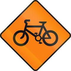 Irish temporary road warning sign - Bicycles crossing