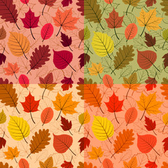 Set of four colorful autumn patterns.