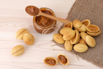 Cake cookies in the shape of nut.