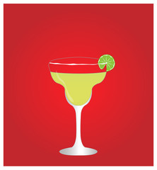 Minimalist Drinks List with Margarita Red Background EPS10