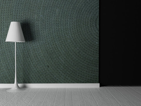 floor lamp near nice wallpaper