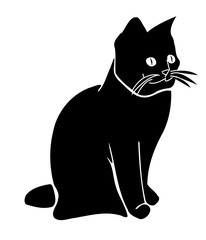 Black cat silhouette on a white background
