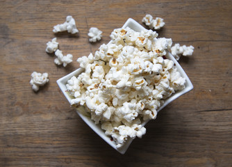 popcorn  on wood background