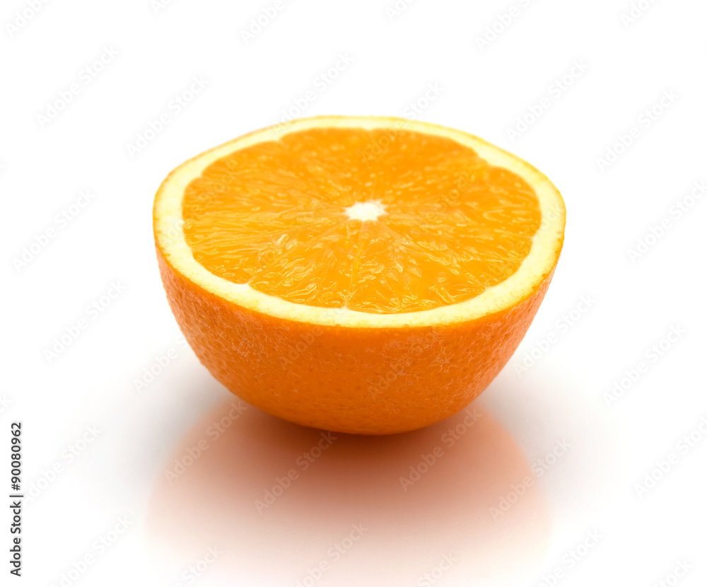Wall mural half of orange isolated on white background - Wall murals