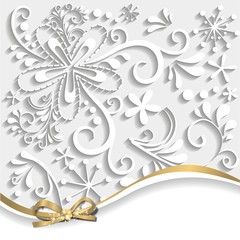 Hintergrund mit Ornamenten und goldener Schleife