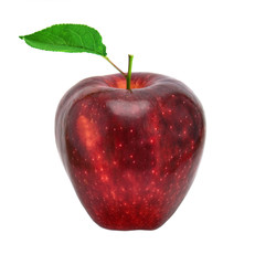 fresh apple with leaf isolated on white background